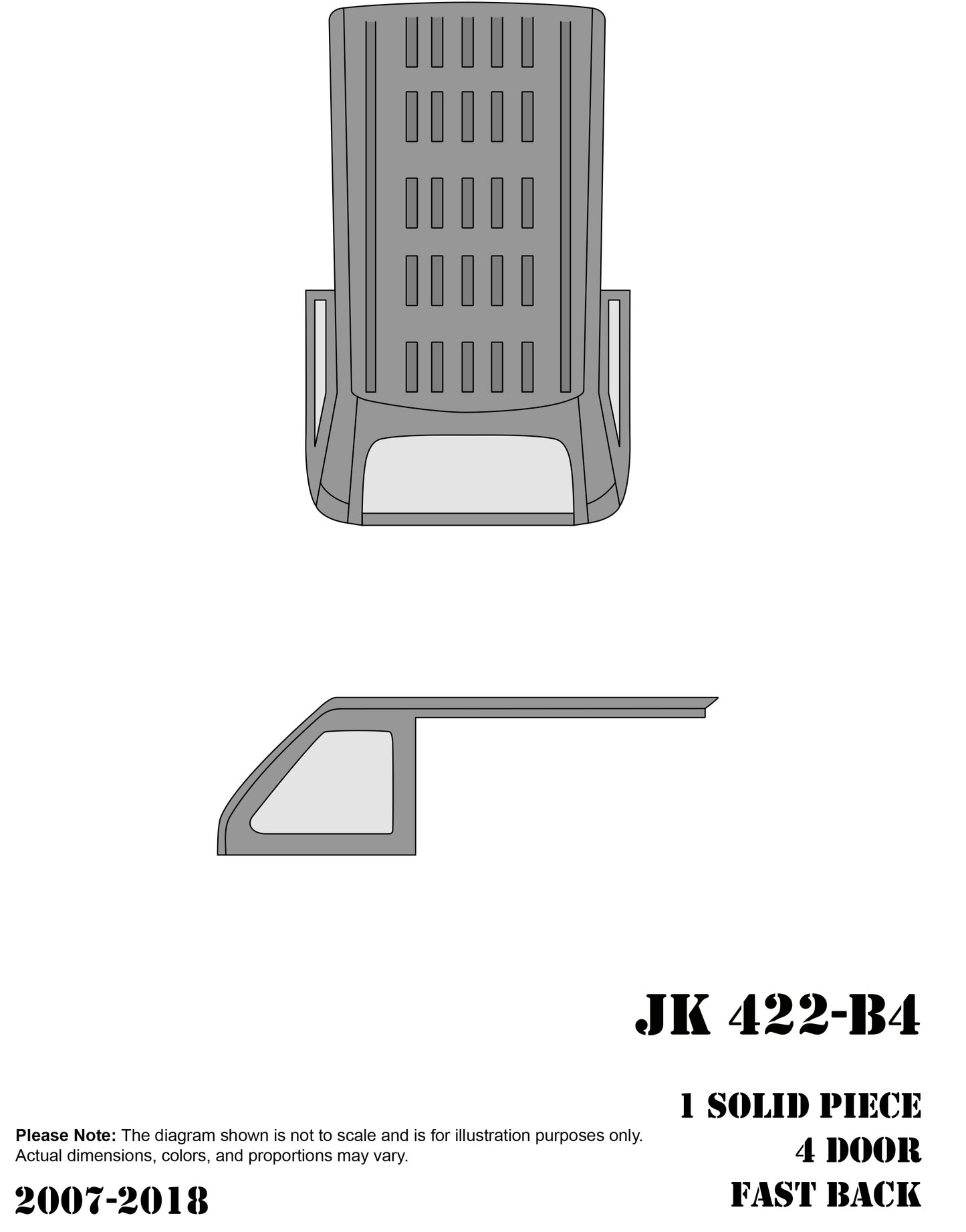 4 DOOR 07-18 WRANGLER JK | 1 - Piece Design, FAST BACK